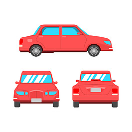 紅色卡通小轎車矢量素材
