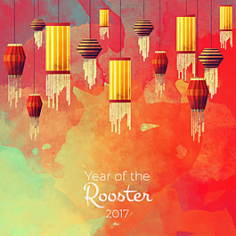 中国新年水彩背景海报