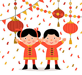 可愛新年過年元素