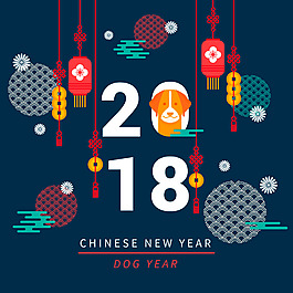 深藍中國新年元素