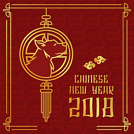 金色新年燈籠素材海報(bào)