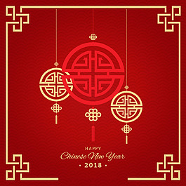 典雅的紅色春節(jié)海報(bào)素材