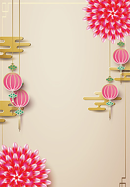 金色剪紙風新年背景