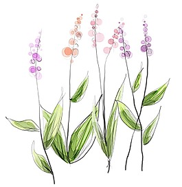 卡通綠葉紅花png元素