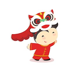 卡通舞狮表演png元素