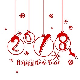 紅色2018吊飾藝術字png元素