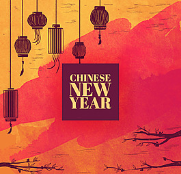 水彩背景新年海报