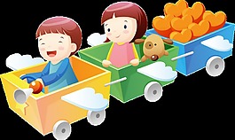 童趣卡通小火車元素設計