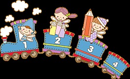 高清卡通手繪小火車玩具