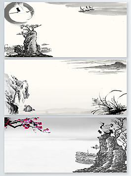 水墨PSD广告展板背景素材