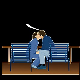 手绘情侣约会PNG元素
