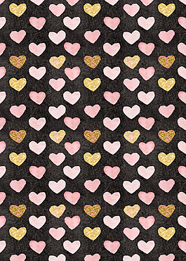 黑色設計金粉色愛心背景情人節背景素材