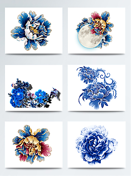節(jié)日花朵藍色牡丹素材合集