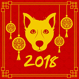 紅色喜慶狗年新年海報