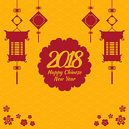 簡約傳統(tǒng)2018新年海報