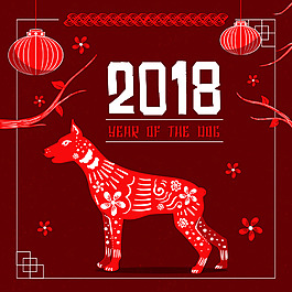 紅色剪紙風(fēng)格新年海報(bào)