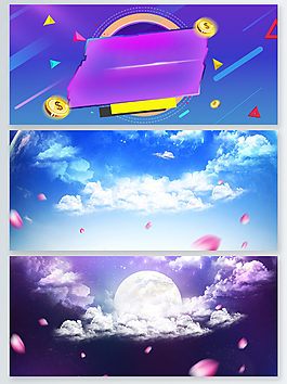2018節日海報金幣月亮花瓣psd背景