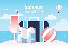 夏天旅游度假矢量素材下載