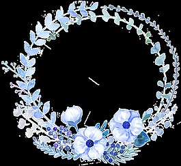 雅致淡藍(lán)色手繪花環(huán)裝飾元素
