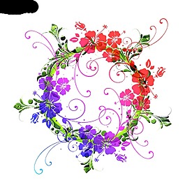 清新紫色手繪花環(huán)裝飾元素
