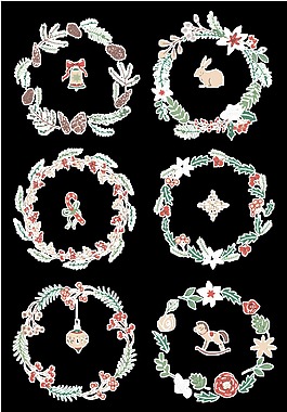 清新綠色手繪花環(huán)裝飾元素
