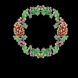 清新樹葉手繪花環(huán)裝飾元素