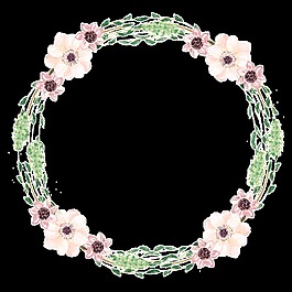 清新養(yǎng)眼淺色花朵手繪花環(huán)裝飾元素