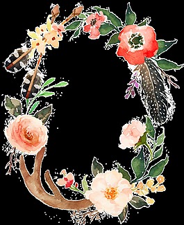 清新水彩橙色小花手繪花環(huán)裝飾元素
