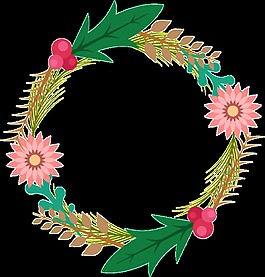 清新風(fēng)格盛開花朵手繪花環(huán)裝飾元素