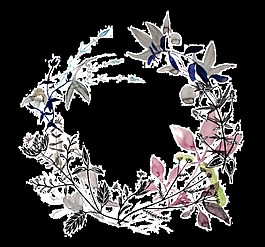 雅致灰色樹葉手繪花環(huán)裝飾元素