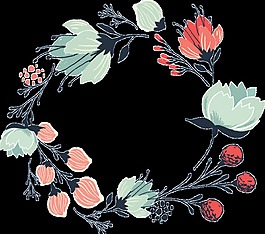 清新橙色花苞手繪花環(huán)裝飾元素