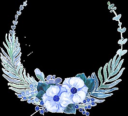 文藝清新藍(lán)色小花手繪花環(huán)裝飾元素