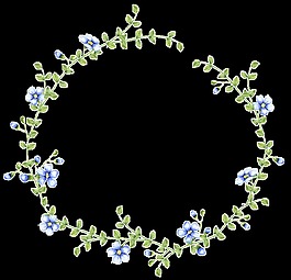 小清新淺藍(lán)色小花手繪花環(huán)裝飾元素