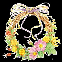 少女心黃色花朵手繪花環(huán)元素