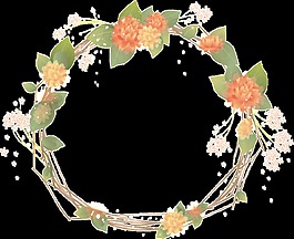 清新可愛(ài)黃色小花手繪花環(huán)裝飾元素