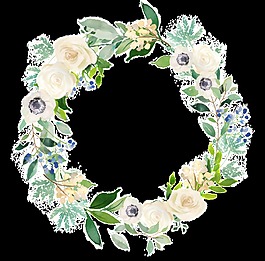 清新淡黃色玫瑰花手繪花環(huán)裝飾元素