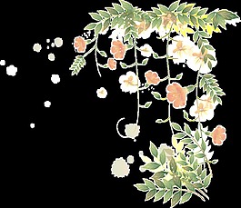 清新橙色牽牛花手繪花環(huán)裝飾元素
