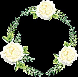 清新黄色花朵手绘花环装饰元素