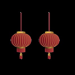 紅色手繪卡通燈籠裝飾素材