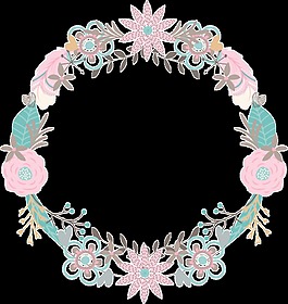 粉色抽象手繪花環(huán)裝飾元素