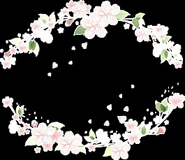 淡粉花朵清新手绘花环装饰元素