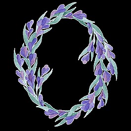 紫色神秘淡雅手绘花环