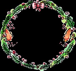 簡(jiǎn)約彩色筆手繪花環(huán)裝飾圖案
