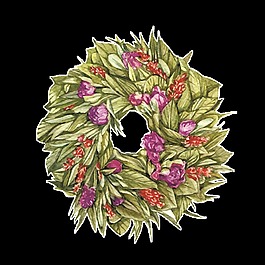 彩鉛手繪花環(huán)裝飾圖案