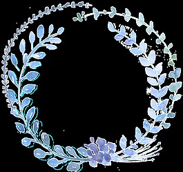 藍(lán)色清雅手繪花環(huán)裝飾圖案