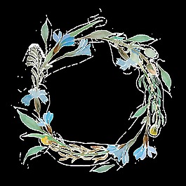 神秘紫色花朵手绘花环