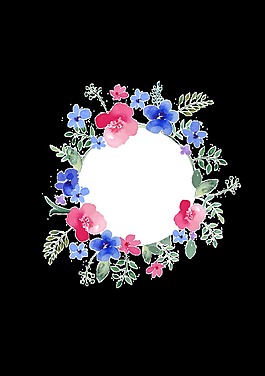 極簡(jiǎn)水彩清新手繪花環(huán)裝飾元素