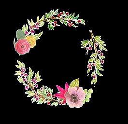 嬌艷簡(jiǎn)約手繪花環(huán)裝飾圖案