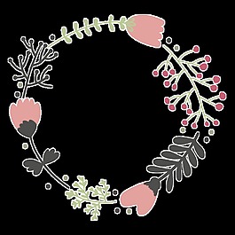 簡(jiǎn)約樸素手繪花環(huán)裝飾圖案
