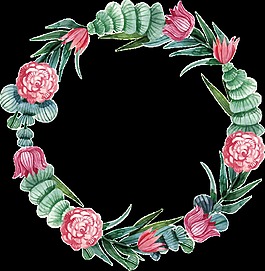 簡(jiǎn)約水彩手繪花環(huán)裝飾圖案